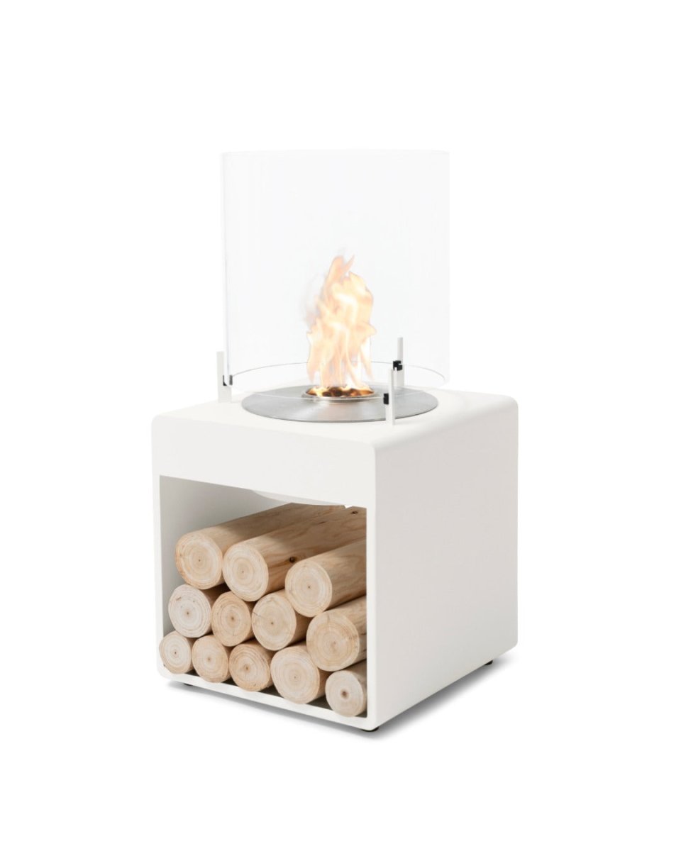 EcoSmart Pop 3L Designer Fireplace - White + Black Burner - Outdoorium