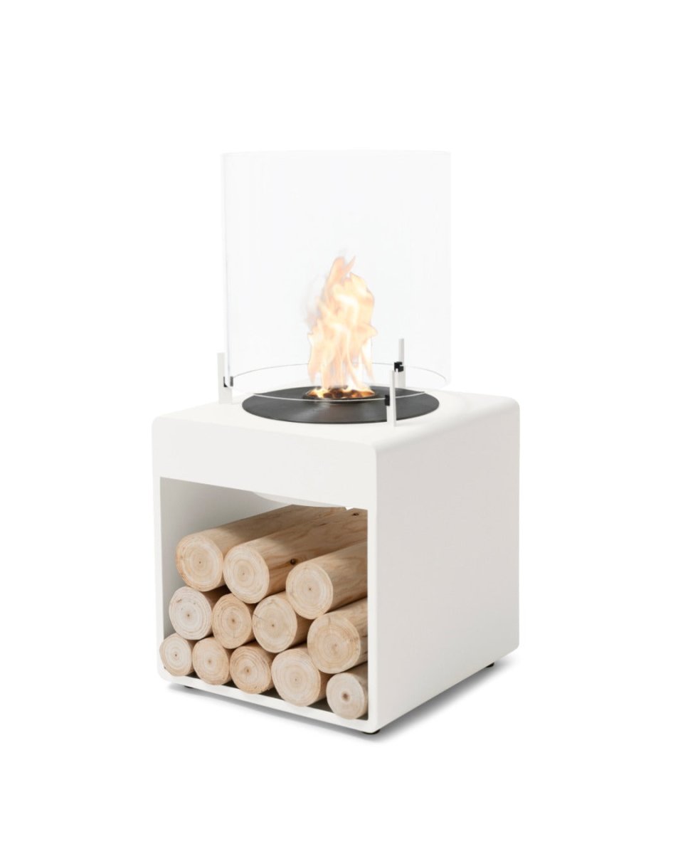 EcoSmart Pop 3L Designer Fireplace - White + Black Burner - Outdoorium