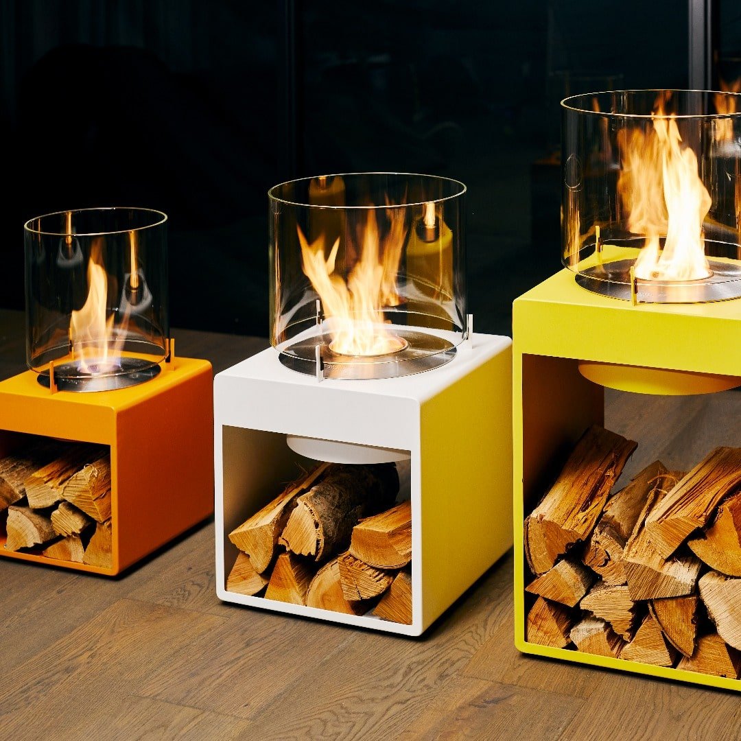 EcoSmart Pop 3L Designer Fireplace - White + Black Burner - Outdoorium