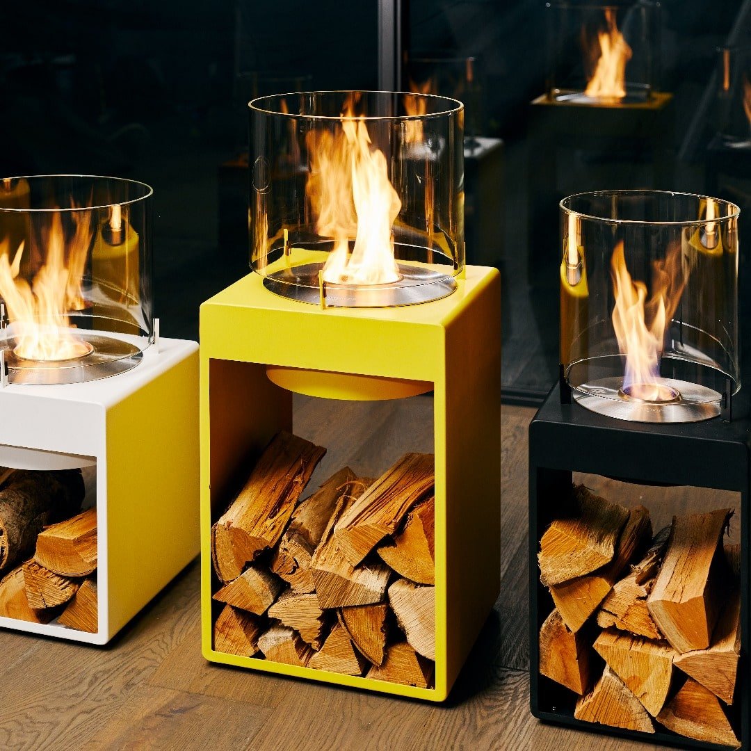 EcoSmart Pop 3L Designer Fireplace - Yellow + Black Burner - Outdoorium