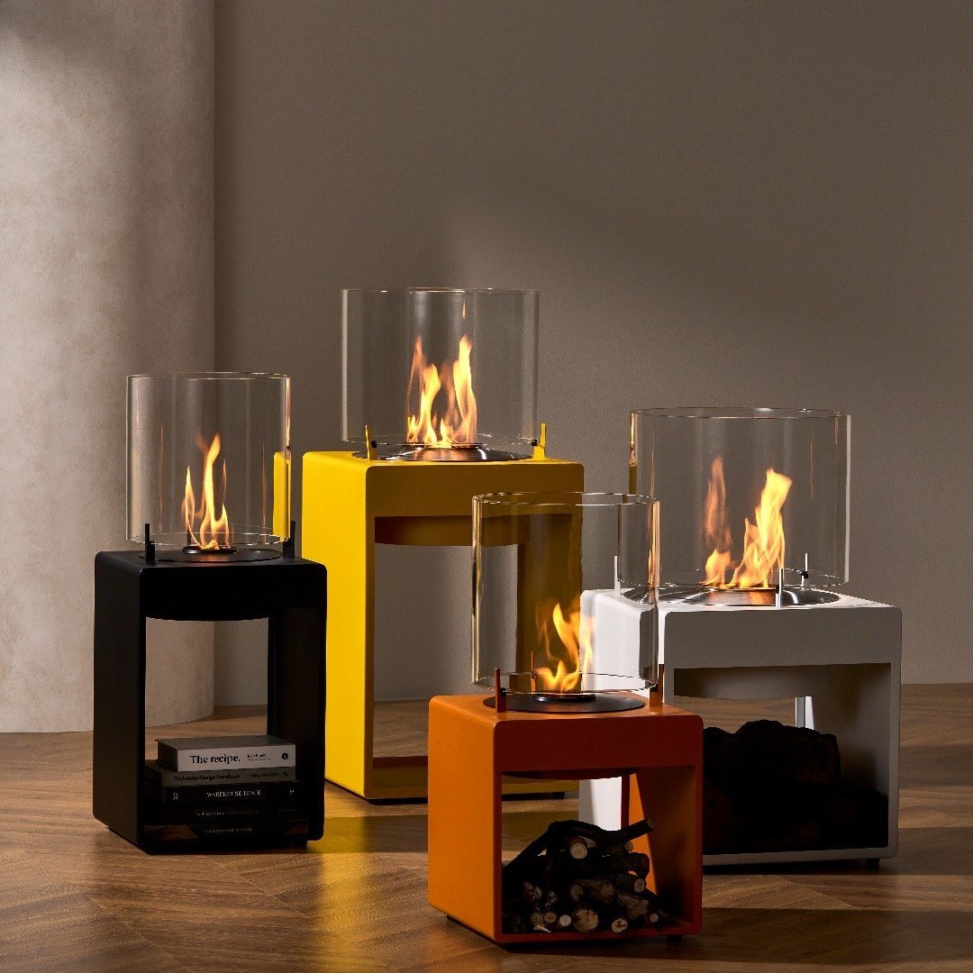 EcoSmart Pop 3T Designer Fireplace - Yellow - Outdoorium