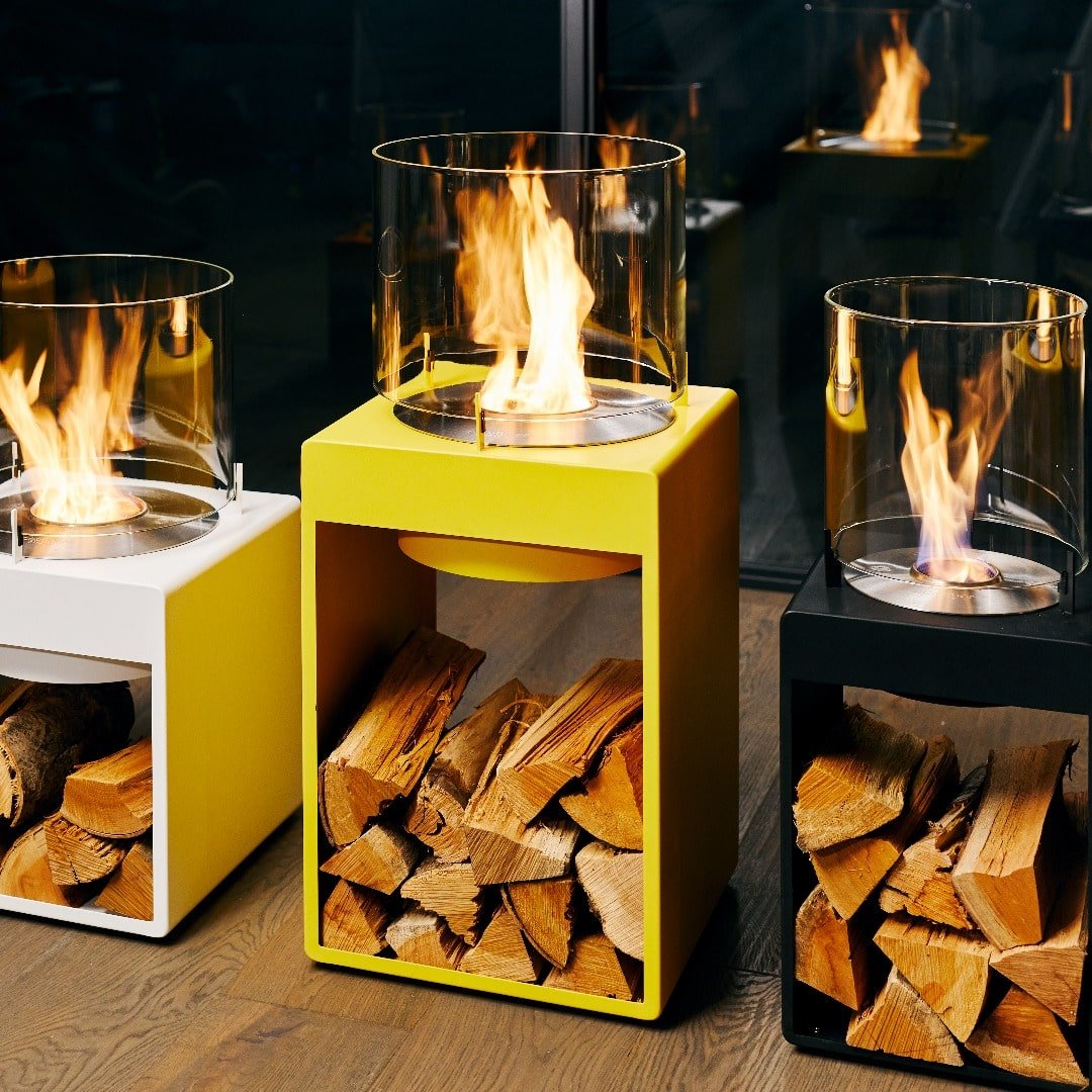 EcoSmart Pop 8L Designer Fireplace - White + Black Burner - Outdoorium