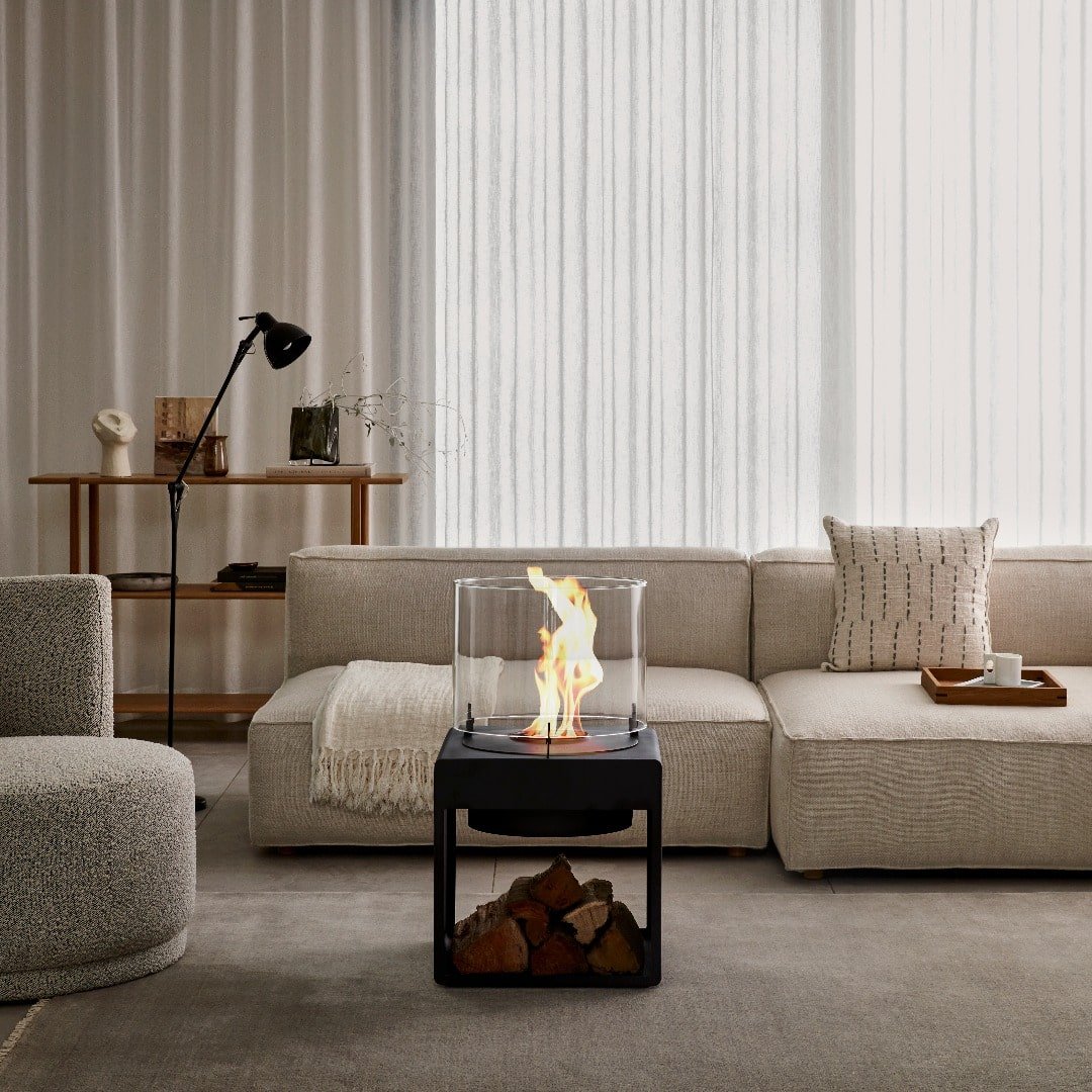 EcoSmart Pop 8L Designer Fireplace - White + Black Burner - Outdoorium