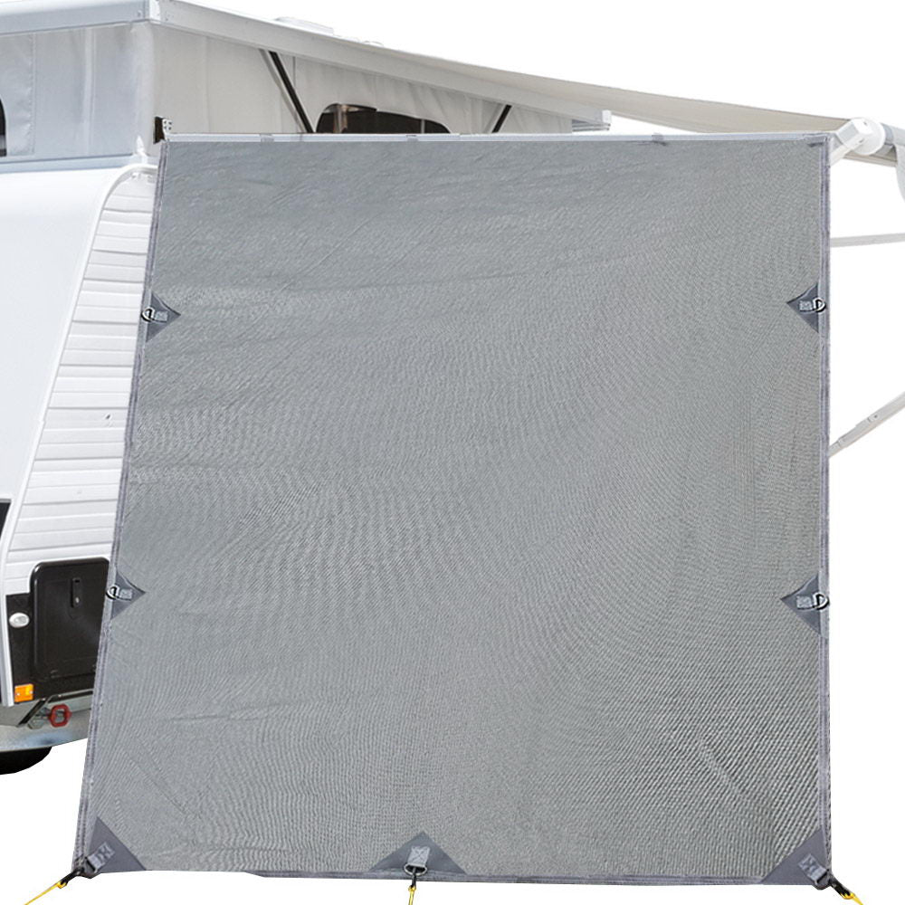 Pop Top Caravan Privacy Screen 2.1 x 1.8M Sun Shade End Wall Roll Out Awning - Outdoorium
