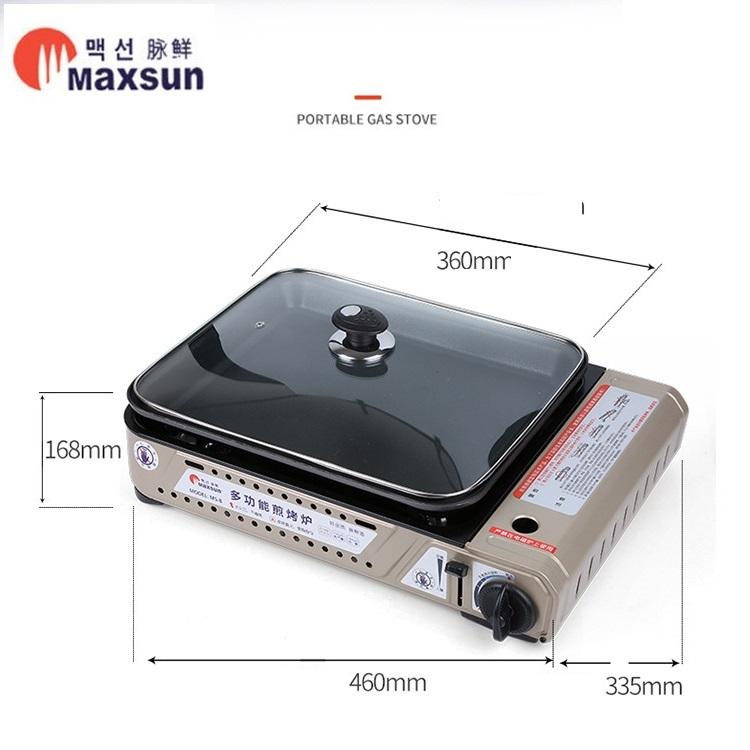 Portable Gas Burner Stove with Inset Non Stick Cooking Pan Cooker Butane Camping 35mm Cooking Pan - Outdoorium