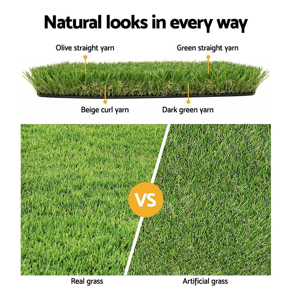 Prime Turf Artificial Grass 20mm 1mx10m Synthetic Fake Lawn Turf Plastic Plant 4-coloured - Outdoorium
