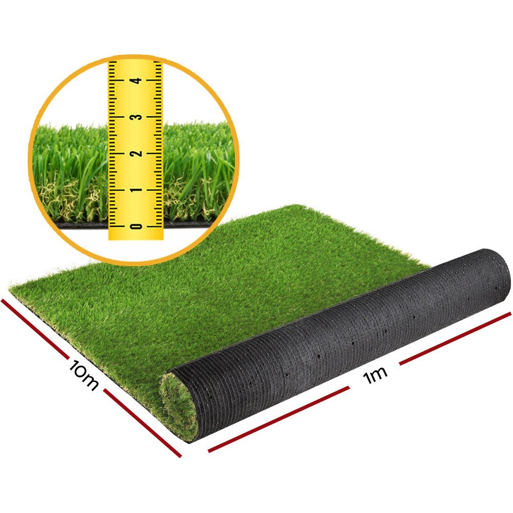 Primeturf Artificial Grass 20SQM 20mm Synthetic Fake Lawn Turf Plant Plastic 4-coloured 1mx10m - Outdoorium