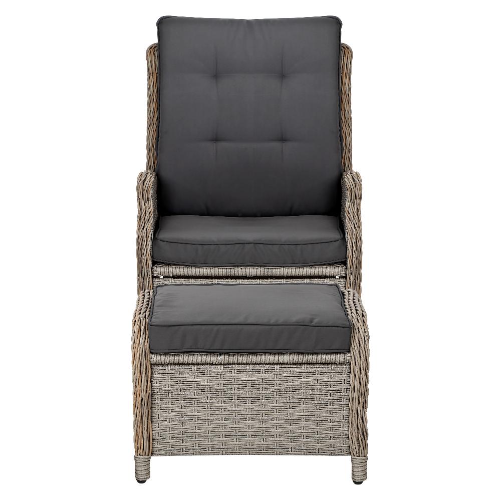 Recliner Chair Sun lounge Outdoor Setting Patio Furniture Wicker Sofa - Outdoorium