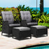 Recliner Chairs Sun lounge Outdoor Setting Patio Furniture Wicker Sofa 2pcs - Outdoorium