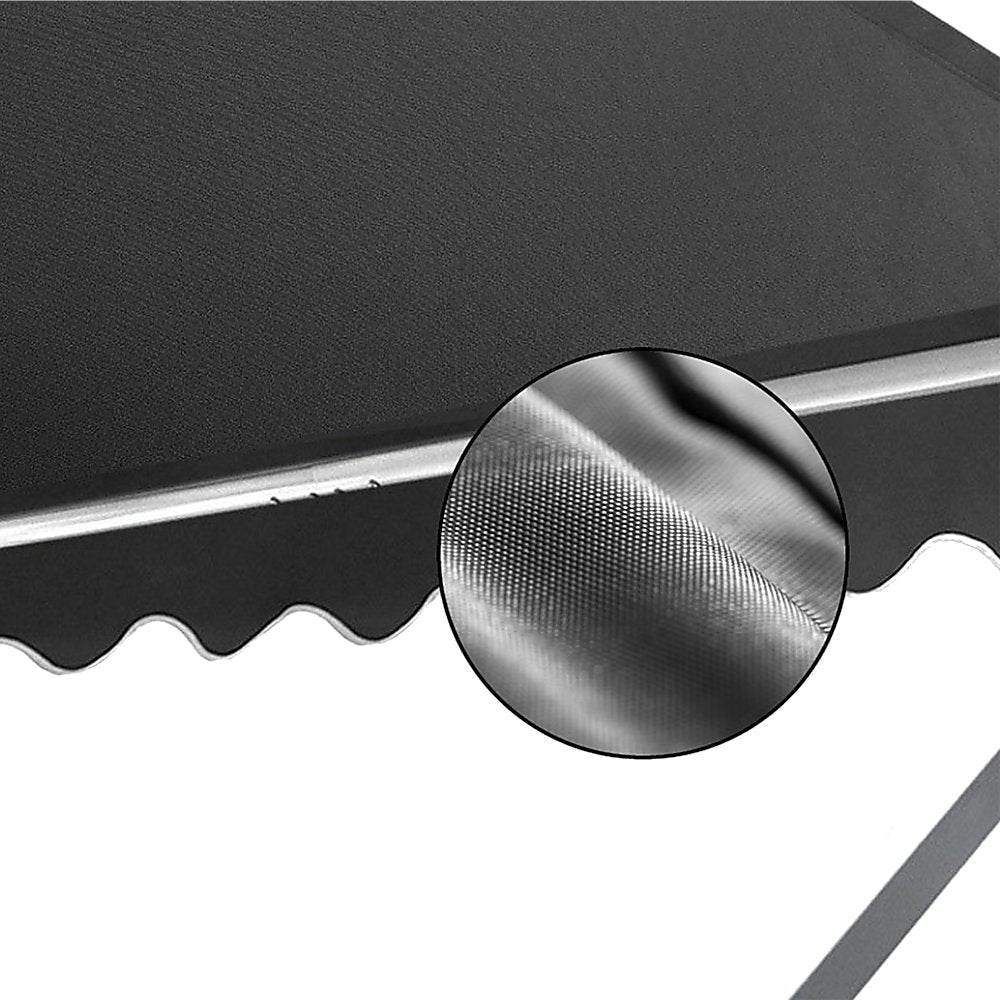 Retractable Fixed Pivot Arm Window Awning Garden Blinds 2.4m x 2.1m Grey - Outdoorium