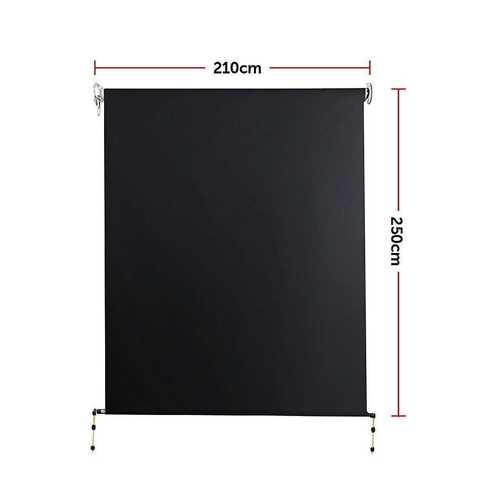 Retractable Straight Drop Roll Down Awning Garden Patio Screen 2.1X2.5M - Outdoorium