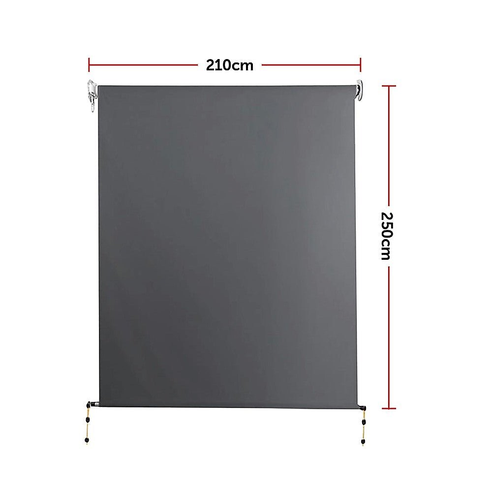 Retractable Straight Drop Roll Down Awning Garden Patio Screen 2.1X2.5M - Outdoorium