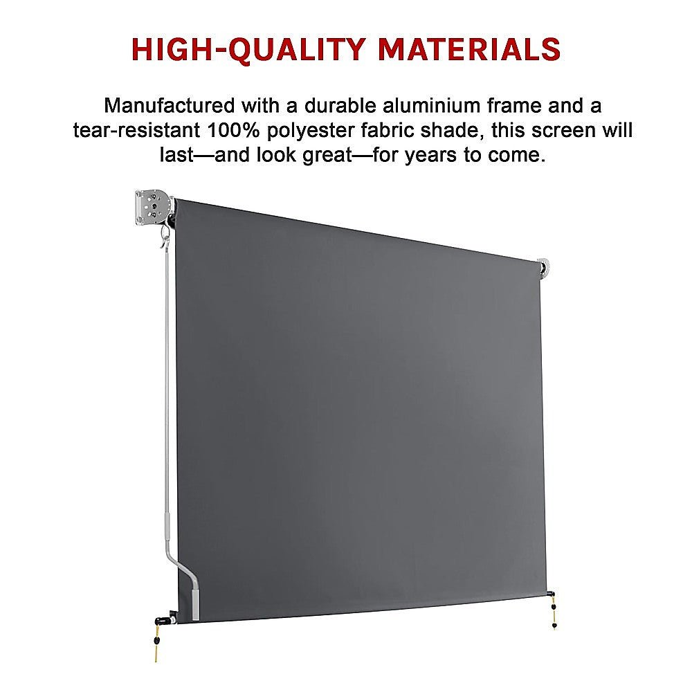 Retractable Straight Drop Roll Down Awning Garden Patio Screen 3.0X2.5M - Outdoorium