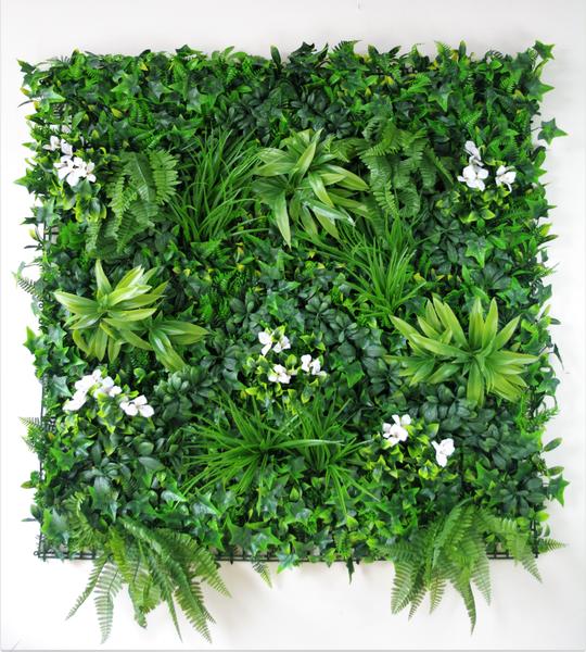 Snowy White Vertical Garden / Green Wall UV Resistant 100cm x 100cm - Outdoorium