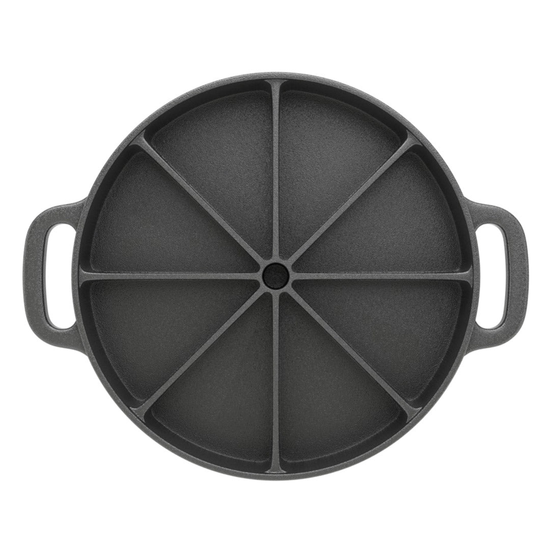 SOGA 21.5CM Round Cast Iron Baking Wedge Pan Cornbread Cake 8-Slice Baking Dish with Handle - Outdoorium