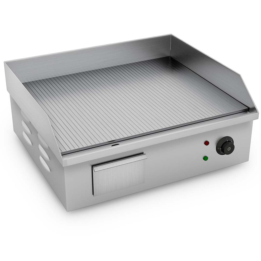 SOGA 2200W Stainless Steel Ribbed Griddle Commercial Grill BBQ Hot Plate 56*48*23 - Outdoorium