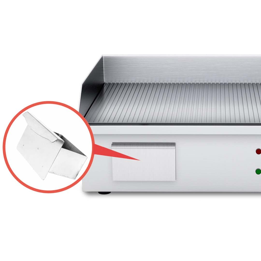 SOGA 2200W Stainless Steel Ribbed Griddle Commercial Grill BBQ Hot Plate 56*48*23 - Outdoorium