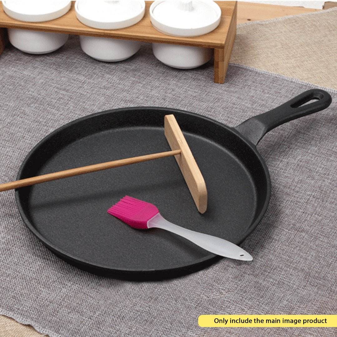 SOGA 26cm Round Cast Iron Frying Pan Skillet Griddle Sizzle Platter - Outdoorium