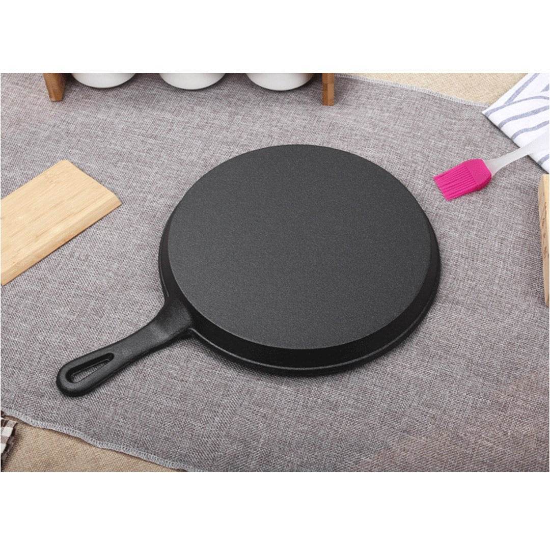SOGA 26cm Round Cast Iron Frying Pan Skillet Griddle Sizzle Platter - Outdoorium