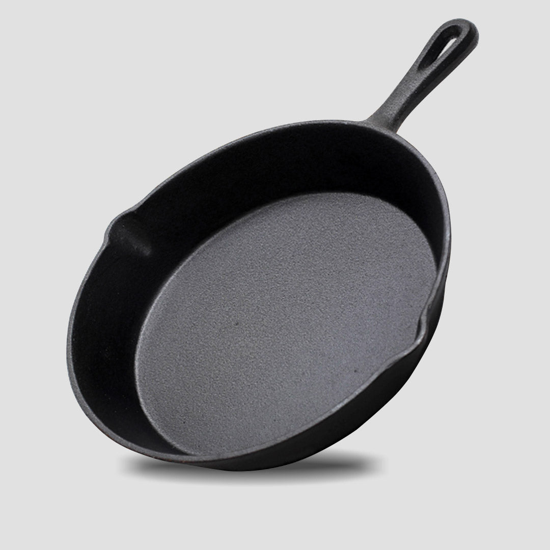 SOGA 26cm Round Cast Iron Frying Pan Skillet Steak Sizzle Platter with Handle - Outdoorium