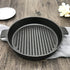 SOGA 26cm Round Ribbed Cast Iron Frying Pan Skillet Steak Sizzle Platter with Handle - Outdoorium