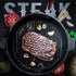 SOGA 26cm Round Ribbed Cast Iron Frying Pan Skillet Steak Sizzle Platter with Handle - Outdoorium