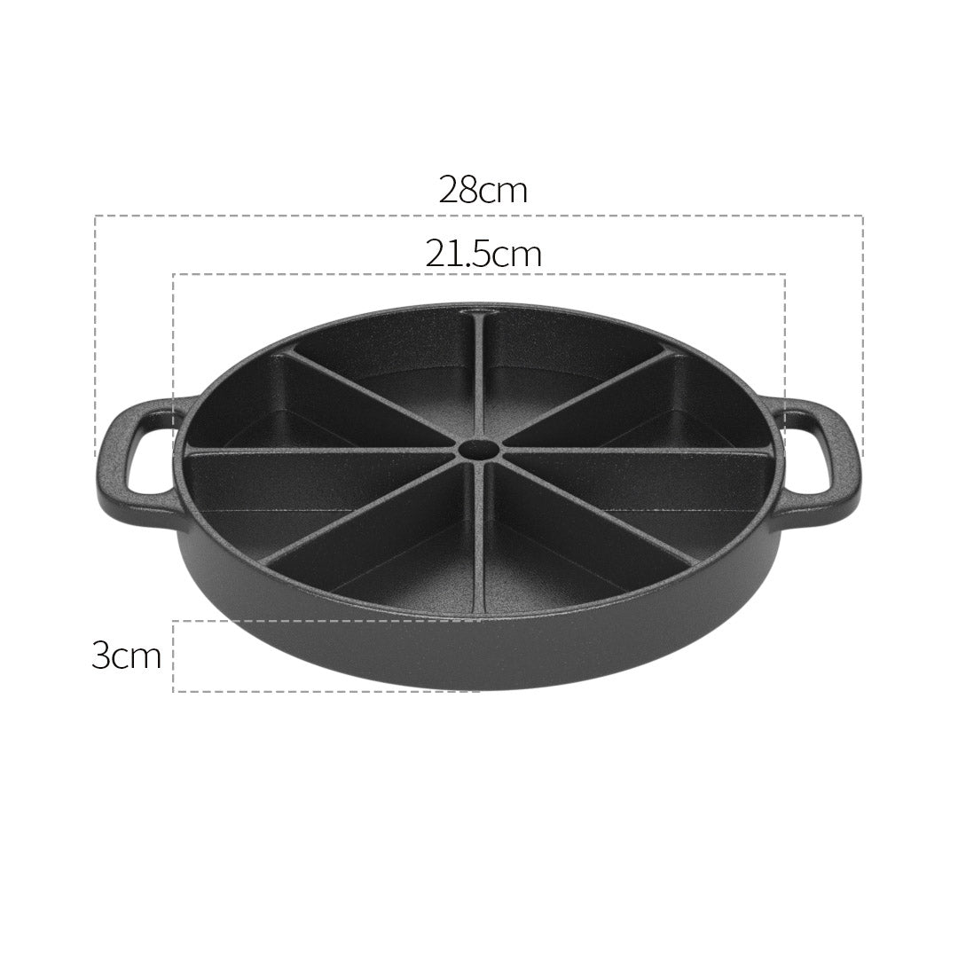 SOGA 2X 21.5CM Round Cast Iron Baking Wedge Pan Cornbread Cake 8-Slice Baking Dish with Handle - Outdoorium
