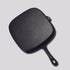 SOGA 2X 23.5cm Square Ribbed Cast Iron Frying Pan Skillet Steak Sizzle Platter with Handle - Outdoorium