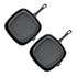 SOGA 2X 23.5cm Square Ribbed Cast Iron Frying Pan Skillet Steak Sizzle Platter with Handle - Outdoorium