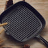 SOGA 2X 23.5cm Square Ribbed Cast Iron Frying Pan Skillet Steak Sizzle Platter with Handle - Outdoorium