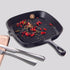 SOGA 2X 23.5cm Square Ribbed Cast Iron Frying Pan Skillet Steak Sizzle Platter with Handle - Outdoorium