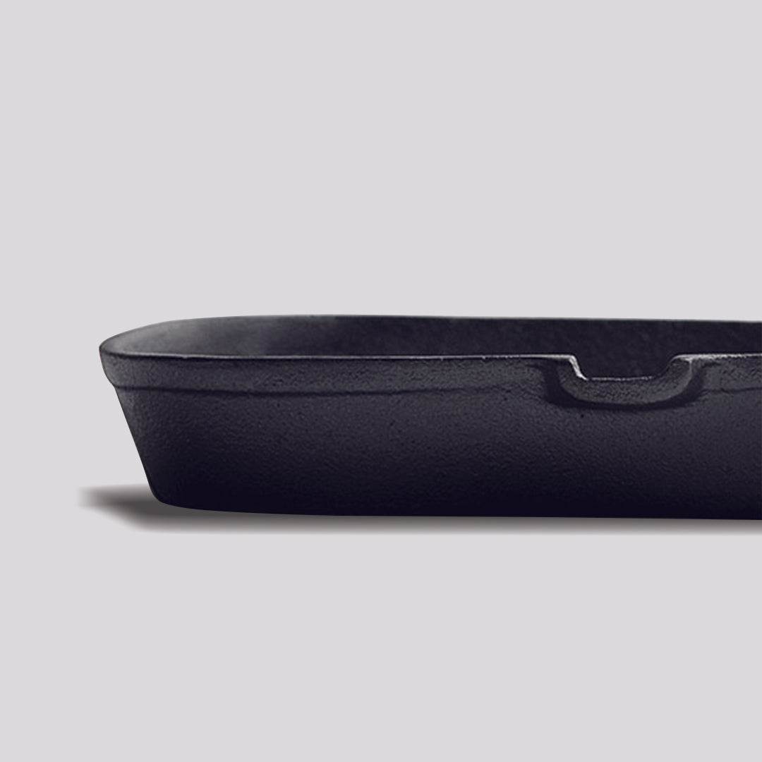 SOGA 2X 23.5cm Square Ribbed Cast Iron Frying Pan Skillet Steak Sizzle Platter with Handle - Outdoorium