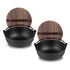 SOGA 2X 25cm Cast Iron Japanese Style Sukiyaki Tetsu Nabe Shabu Hot Pot with Wooden Lid - Outdoorium