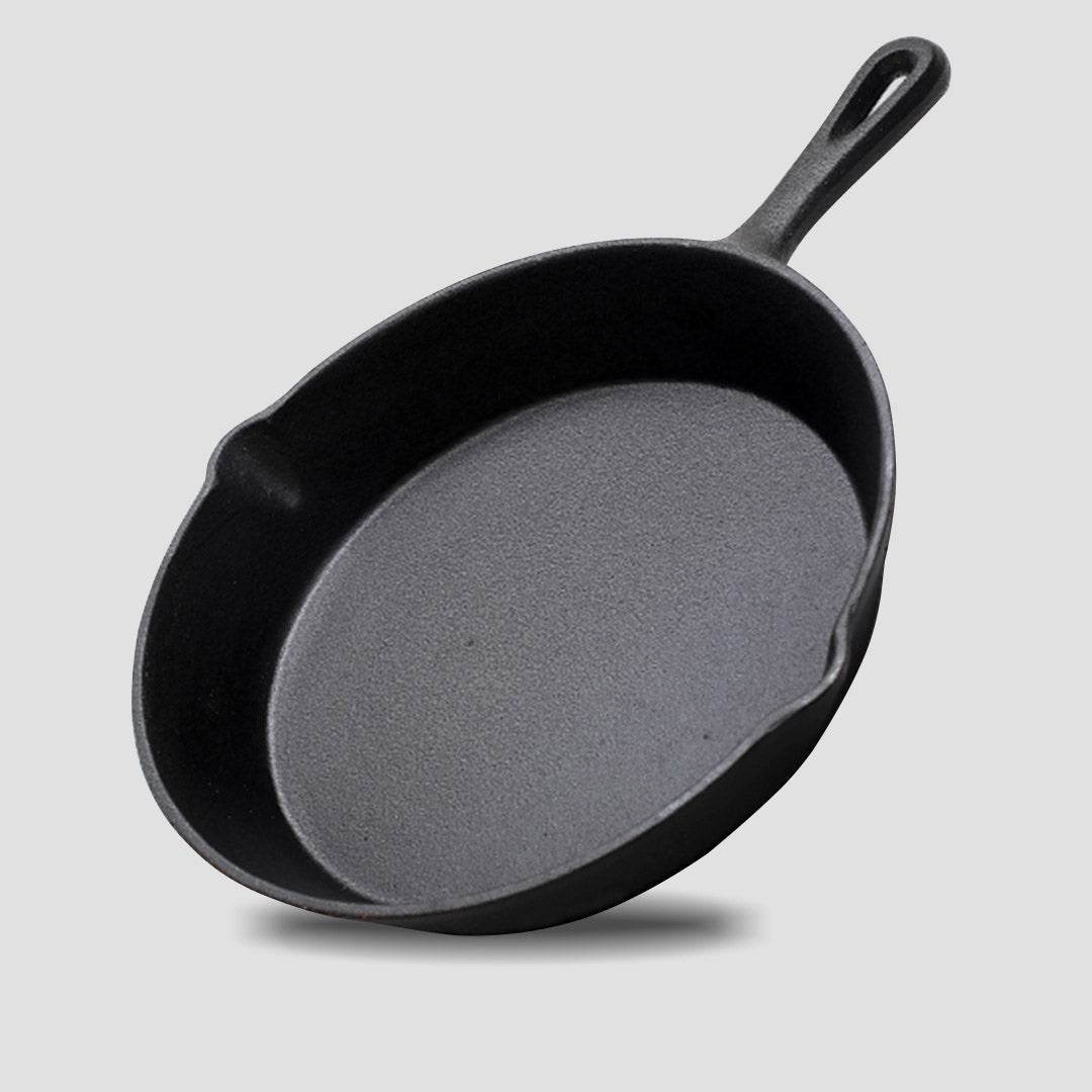 SOGA 2X 26cm Round Cast Iron Frying Pan Skillet Steak Sizzle Platter with Handle - Outdoorium