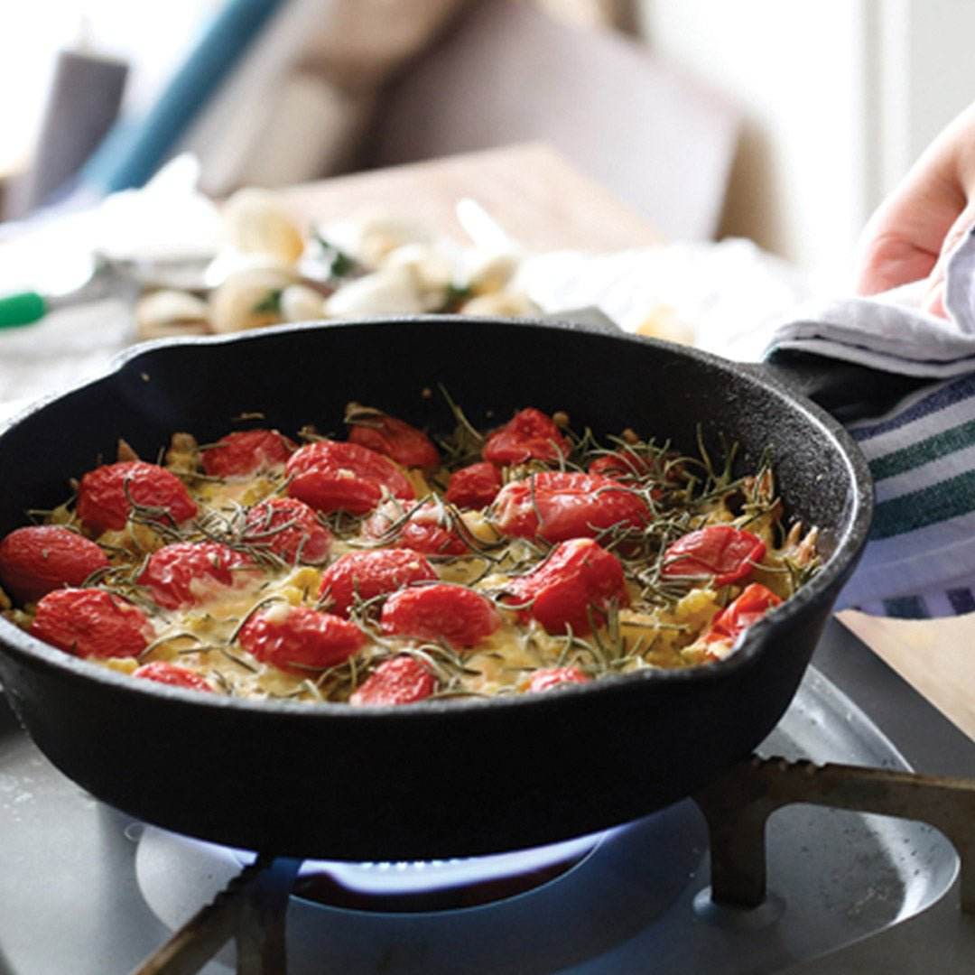 SOGA 2X 26cm Round Cast Iron Frying Pan Skillet Steak Sizzle Platter with Handle - Outdoorium