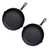 SOGA 2X 26cm Round Cast Iron Frying Pan Skillet Steak Sizzle Platter with Handle - Outdoorium
