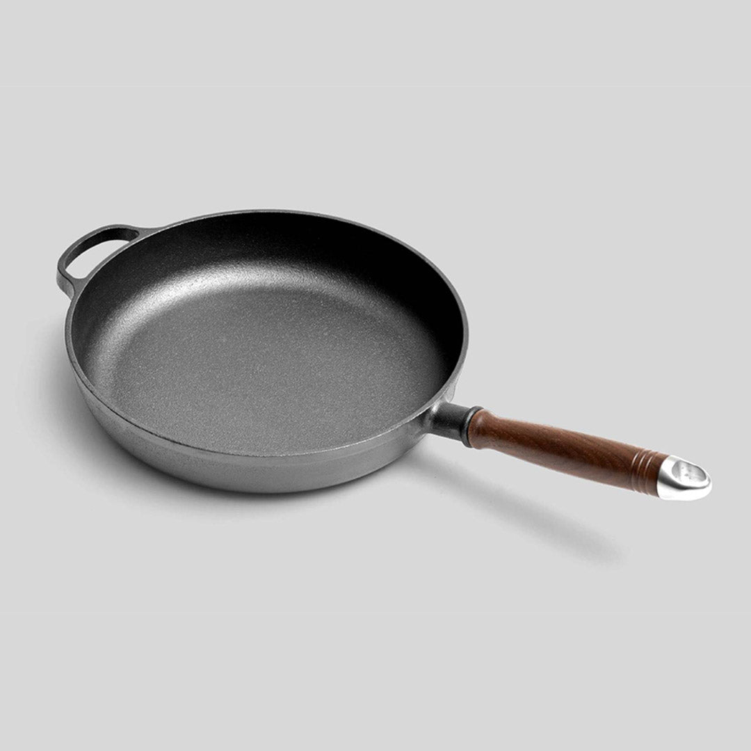 SOGA 2X 29cm Round Cast Iron Frying Pan Skillet Steak Sizzle Platter with Helper Handle - Outdoorium