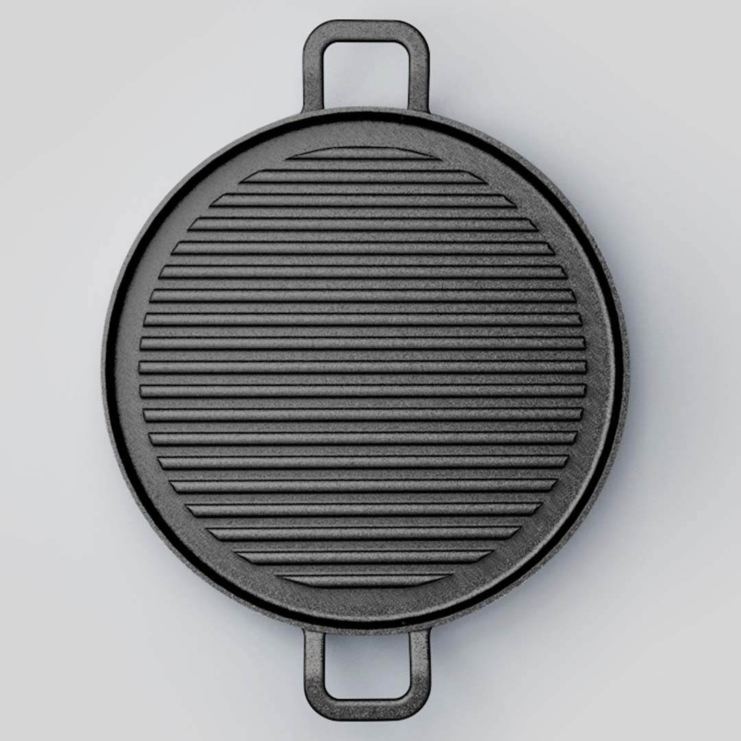 SOGA 2X 30cm Ribbed Cast Iron Frying Pan Skillet Steak Sizzle Platter - Outdoorium
