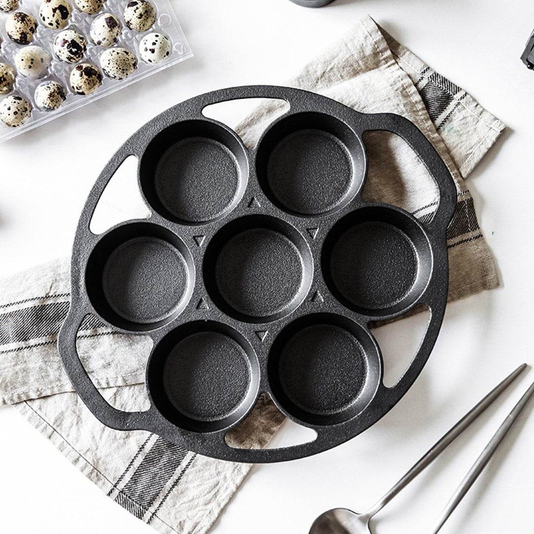 SOGA 2X 32cm Cast Iron Takoyaki Fry Pan Octopus Balls Maker 7 Hole Cavities Grill Mold - Outdoorium