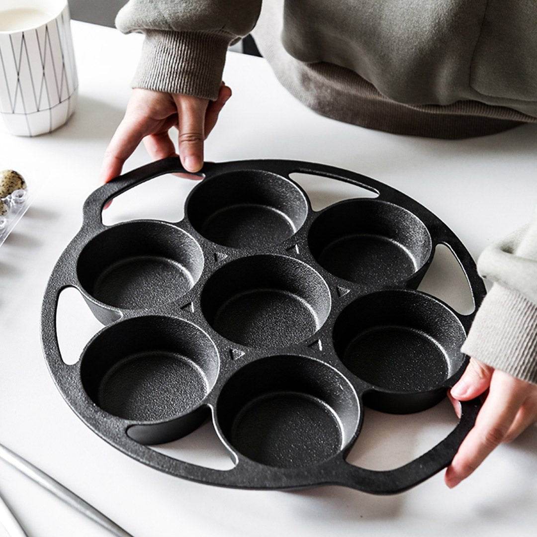SOGA 2X 32cm Cast Iron Takoyaki Fry Pan Octopus Balls Maker 7 Hole Cavities Grill Mold - Outdoorium