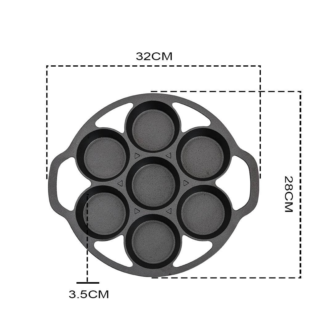 SOGA 2X 32cm Cast Iron Takoyaki Fry Pan Octopus Balls Maker 7 Hole Cavities Grill Mold - Outdoorium