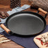 SOGA 2X 35cm Cast Iron Frying Pan Skillet Steak Sizzle Fry Platter With Wooden Handle No Lid - Outdoorium