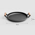 SOGA 2X 35cm Cast Iron Frying Pan Skillet Steak Sizzle Fry Platter With Wooden Handle No Lid - Outdoorium