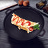 SOGA 2X 35cm Round Ribbed Cast Iron Frying Pan Skillet Steak Sizzle Platter with Handle | Outdoorium