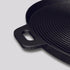 SOGA 2X 35cm Round Ribbed Cast Iron Frying Pan Skillet Steak Sizzle Platter with Handle | Outdoorium