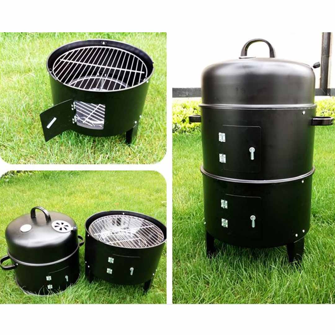 SOGA 3 In 1 Barbecue Smoker Outdoor Charcoal BBQ Grill Camping Picnic Fishing - Outdoorium