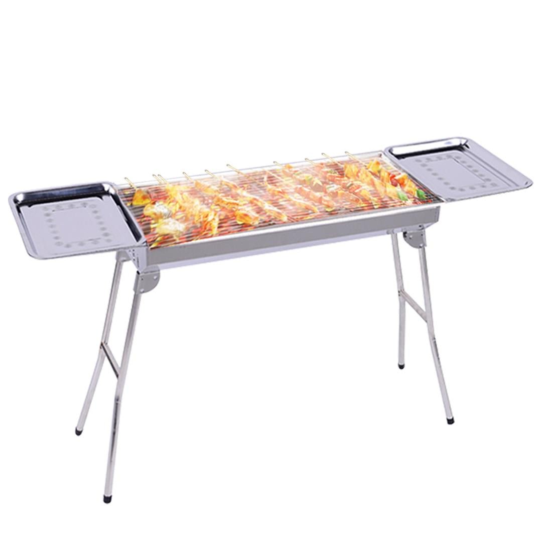SOGA Skewers Grill with Side Tray Portable Stainless Steel Charcoal BBQ Outdoor 6-8 Persons - Outdoorium