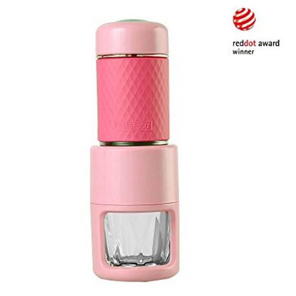 STARESSO Coffee Maker Red Dot Award Winner Portable Espresso Cappuccino Quick Cold Brew Manual Coffee Maker Machines All in One - Pink - Outdoorium