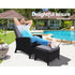 Sun lounge Recliner Chair Wicker Lounger Sofa Day Bed Outdoor Furniture Patio Garden Cushion Ottoman Black Gardeon - Outdoorium