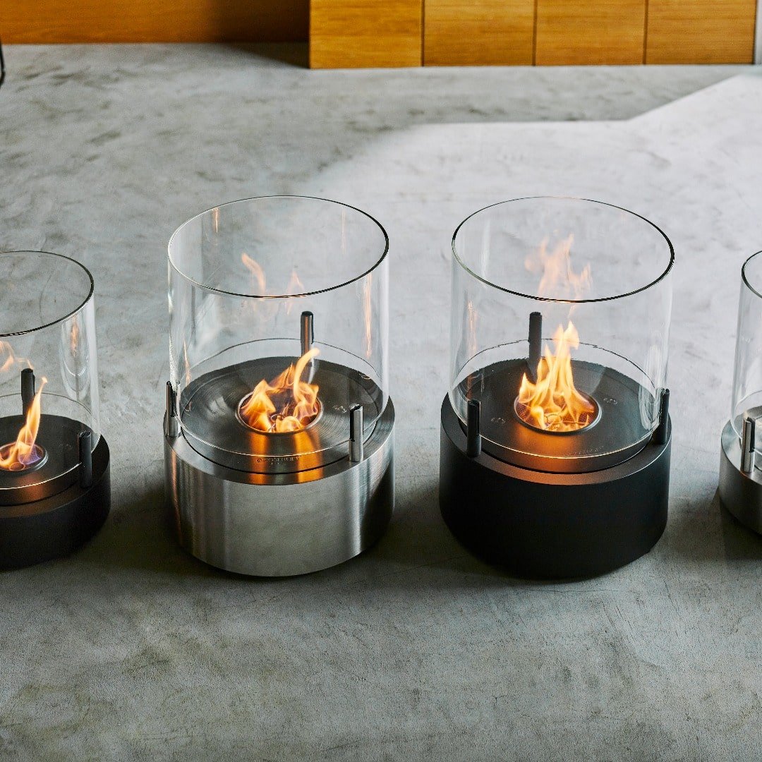 EcoSmart T-Lite 8 Designer Fireplace - Stainless Steel + Black Burner - Outdoorium